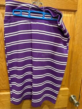 LuLaRoe Purple and White Striped Knit Skirt